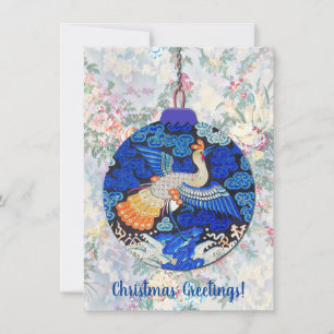 Vintage-Weihnachtsschmuck Pfau Flachkarte Dankeskarte