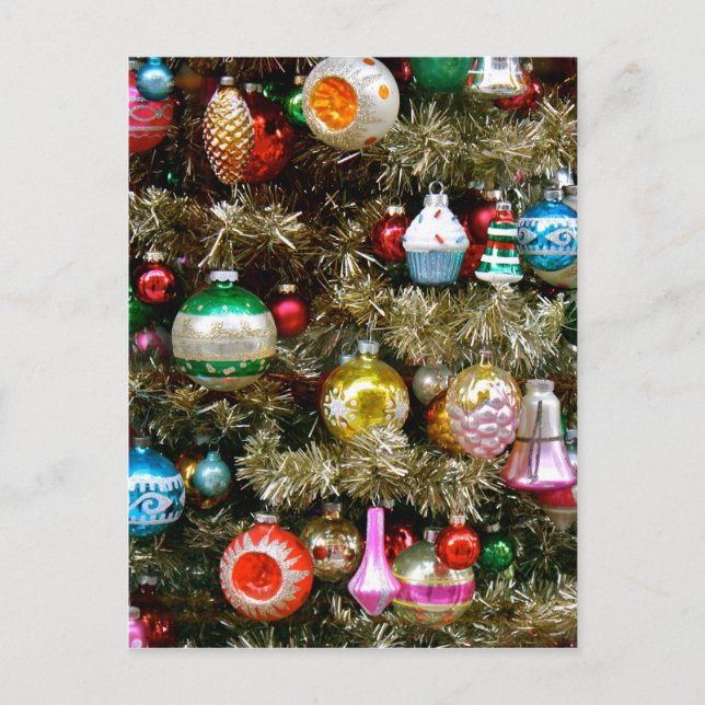 Vintage Weihnachtsschmuck Postkarte (Vorderseite)