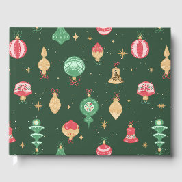 Vintage Weihnachtsschmuckmuster - Grün Gästebuch