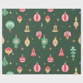 Vintage Weihnachtsschmuckmuster - Grün Geschenkpapier