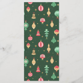 Vintage Weihnachtsschmuckmuster - Grün Menükarte