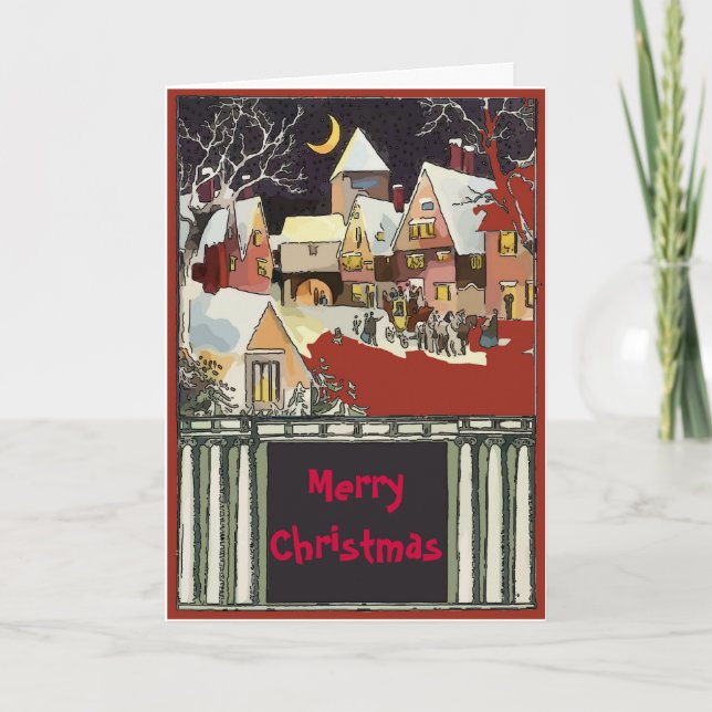 Vintage Weihnachtsschnee bearbeiten Text Feiertagskarte (Vorderseite)