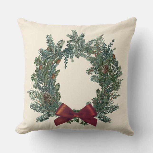 Vintage Weihnachtsschrei Roter Kissen (Vorderseite)