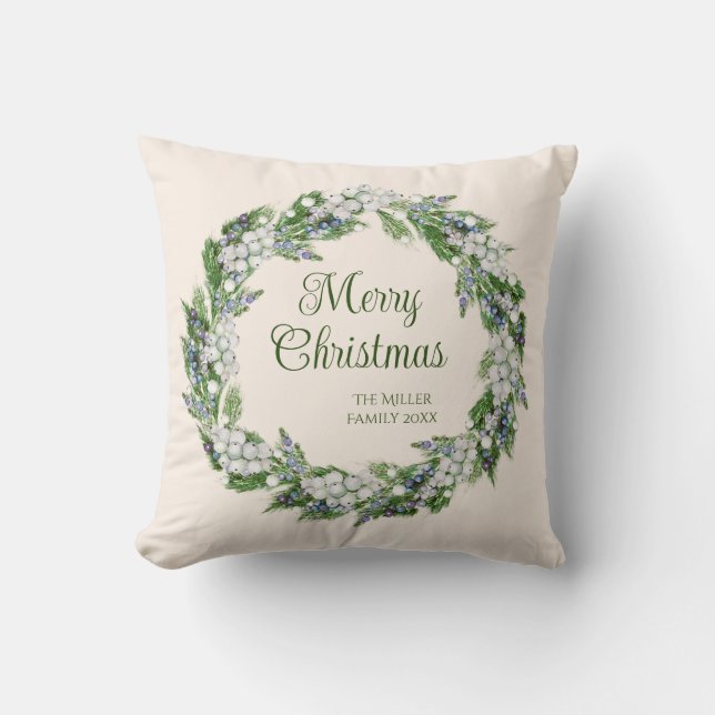 Vintage Weihnachtsschrift Kissen (Vorderseite)