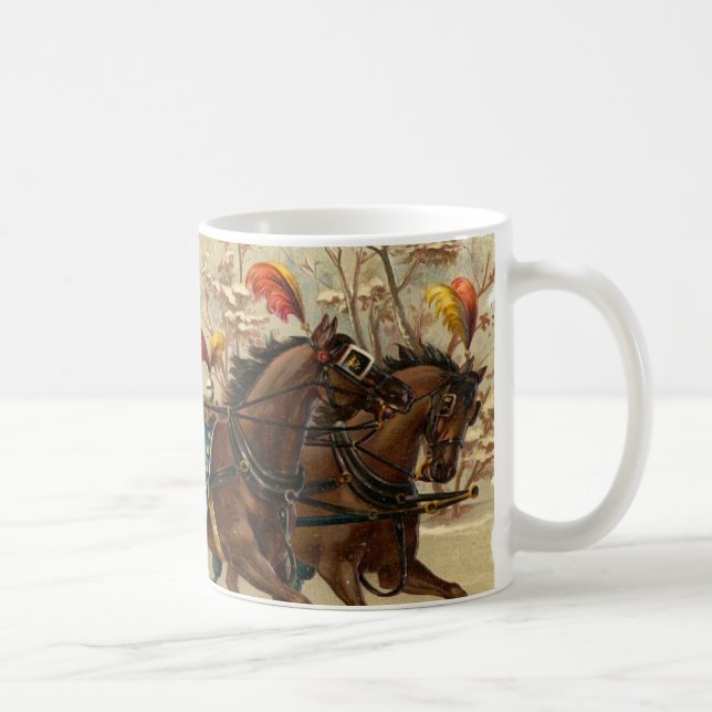 Vintage Weihnachtssleigh-Fahrt Kaffeetasse (Rechts)