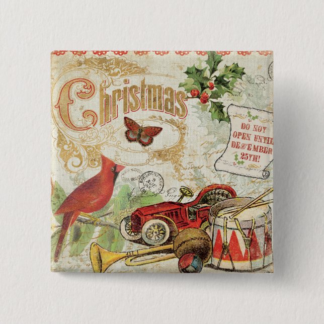 Vintage Weihnachtsspielwaren Button (Vorderseite)