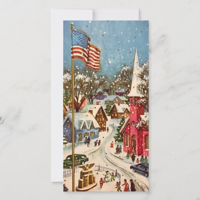 Vintage Weihnachtsstadt Feiertagskarte (Vorderseite)