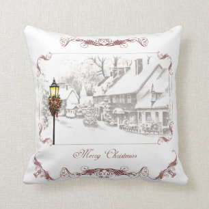 Vintage Weihnachtsstadt Viktorianisch Kissen