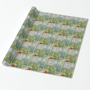 Vintage Weihnachtsstechpalme und -bell Geschenkpapier