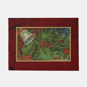 Vintage Weihnachtsstechpalme und silberne Bell Fußmatte