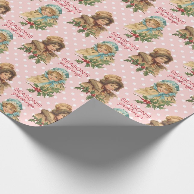 Vintage Weihnachtsstechpalmen-niedliche Geschenkpapier (Ecke)