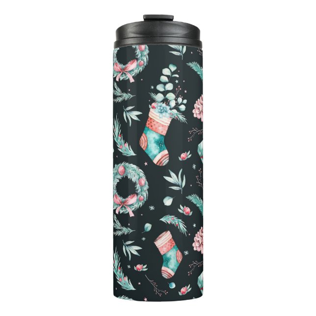 Vintage Weihnachtsstimmung Thermosbecher (Vorderseite)