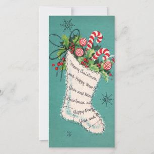 Vintage-Weihnachtsstrumpf mit Candy-Cane-Karte