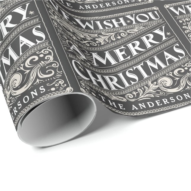 VINTAGE WEIHNACHTStafel-PERSONALISIERTE VERPACKUNG Geschenkpapier (Rolleneckpunkt)