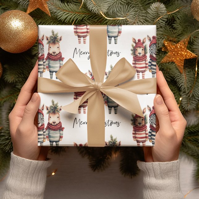 Vintage Weihnachtstiere in Aquarellen Geschenkpapier (Von Creator hochgeladen)
