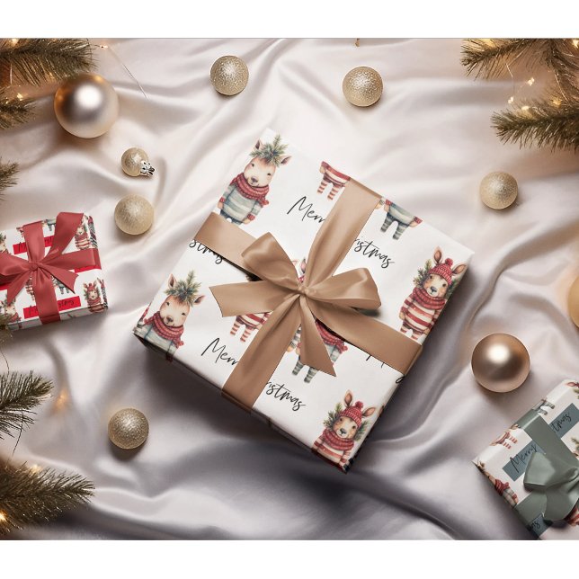 Vintage Weihnachtstiere in Aquarellen Geschenkpapier Set (Von Creator hochgeladen)