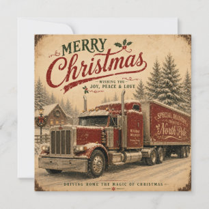 vintage Weihnachtstrucker Flachkarte