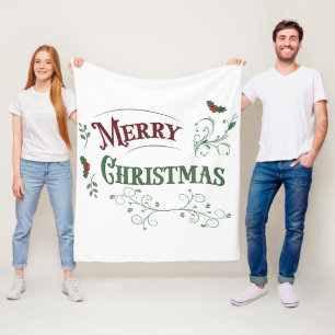 Vintage-Weihnachtstypografie Fleecedecke