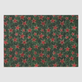 Vintage WeihnachtsVelvet in Rot und Grün Sternen Seidenpapier