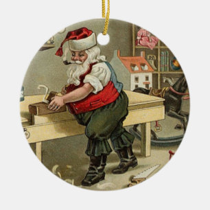 Vintage Weihnachtsverzierung Sankt Keramik Ornament