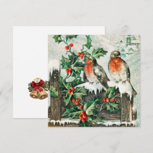 Vintage-Weihnachtsvögel Feiertagskarte Karte