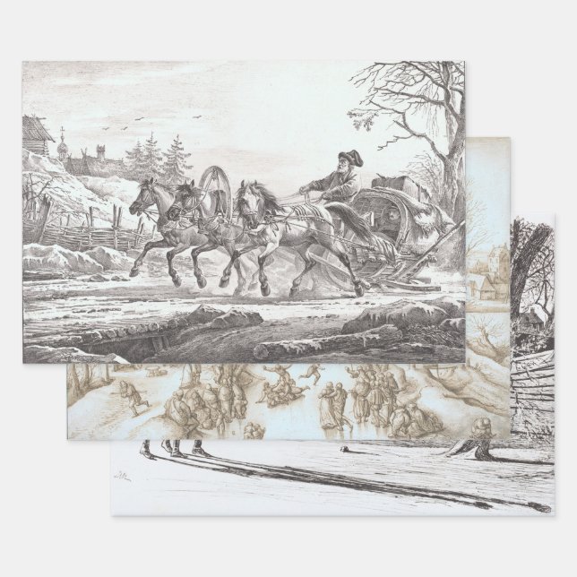 Vintage Weihnachtswrapping Papier COACH, SKATER... (Set)