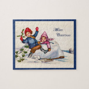 Vintage-Weihnachtswunsch-Puzzle