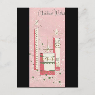 Vintage Weihnachtswünsche in Rosa Feiertagspostkarte