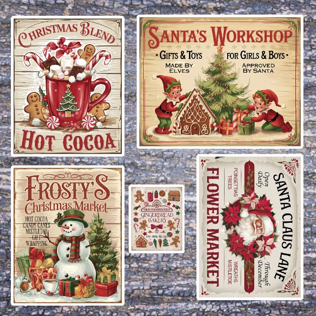 Vintage Weihnachtszeit Aufkleber (Von Creator hochgeladen)