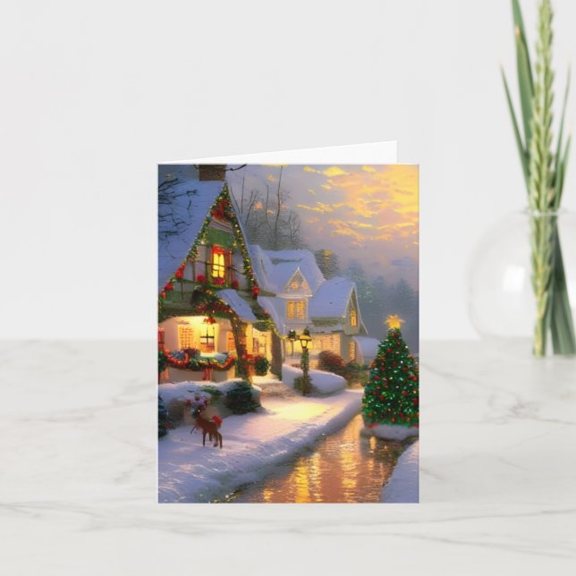 Vintage Weihnachtszeit Blank Holiday Gruß Karte (Vorderseite)