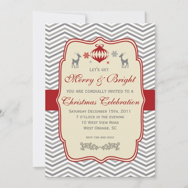 Vintage Weihnachtszeit Party Einladung (Vorderseite)