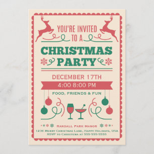Vintage Weihnachtszeit Party Einladung
