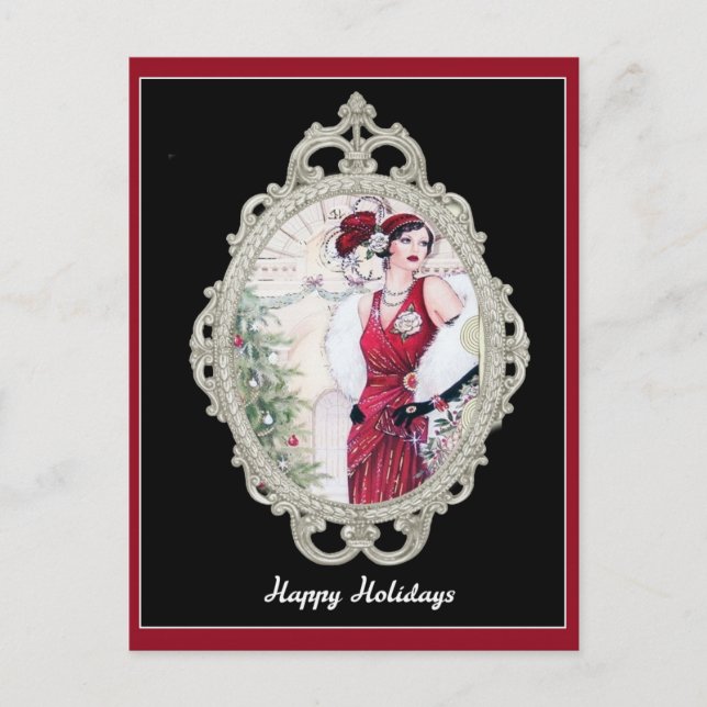 Vintage Weihnachtszeit Postkarte (Vorderseite)