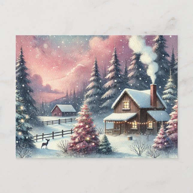 Vintage Weihnachtszeit Postkarte (Vorderseite)