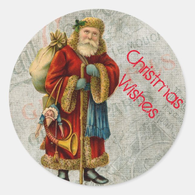 Vintage Weihnachtszeit Runder Aufkleber (Vorderseite)