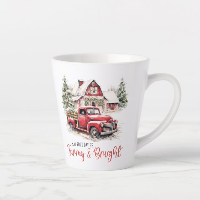 Vintage Weihnachtszeit Truck und Retro-Stall rot. Milchtasse (Rechts)