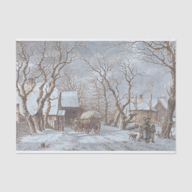 Vintage Weihnachtszweig Papier WINTER SCENE (Vorderseite)