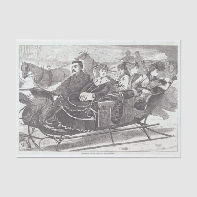 Vintage Weihnachtszwirn Papier SLEIGEN BELLES (Vorderseite)