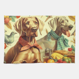 Vintage Weimaraner-Malerei Geschirrtuch