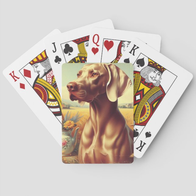 Vintage Weimaraner-Malerei Spielkarten (Rückseite)