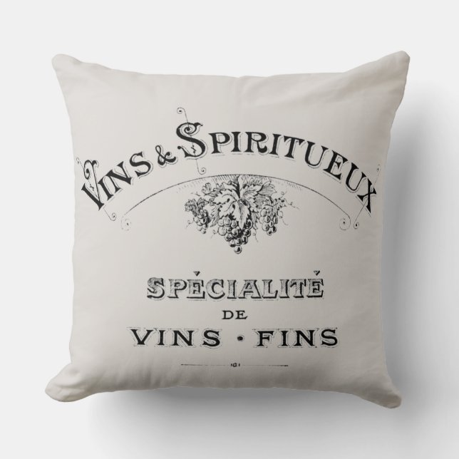 Vintage Weine und Spirituosen aus Frankreich Kissen (Vorderseite)
