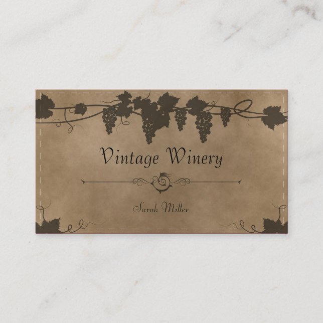 Vintage Weinkellerei-Geschäfts-Karte - Visitenkarte (Vorderseite)