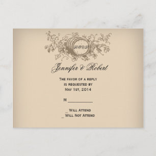 Vintage Weinkellerei RSVP Einladungspostkarte