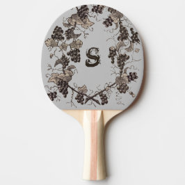 Vintage Weintrauben Ätzen Schwarz-weißer Monogramm Tischtennis Schläger