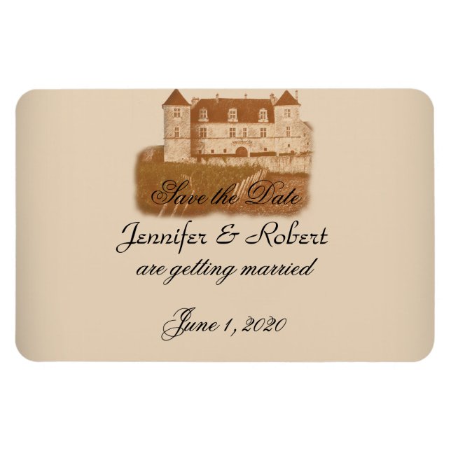 Vintage Weinverheiratung speichern das Datum Magnet (Horizontal)