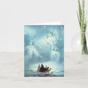 Vintage Weisen und Engel Weihnachtskarte Karte