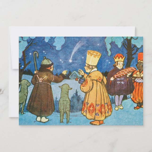 Vintage Weisen und Schafe an Weihnachten (Vorderseite)