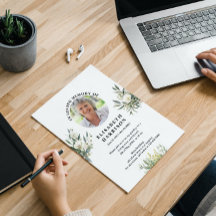 Vintage weiße Blume Beerdigung Einladung