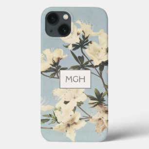 Vintage weiße Creme-Azaleenblüten Monogramm Case-Mate iPhone Hülle