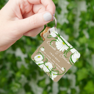 Vintage weiße Gerber Gänseblümchen-Blumen, die  Schlüsselanhänger